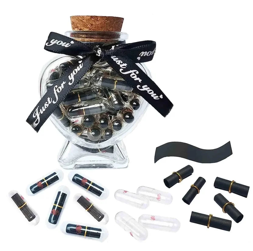 Butelka życzeń DIY – 52 kolorowe kapsułki z listami miłosnymi