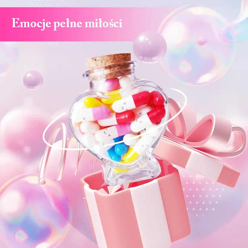 Butelka życzeń DIY – 52 kolorowe kapsułki z listami miłosnymi