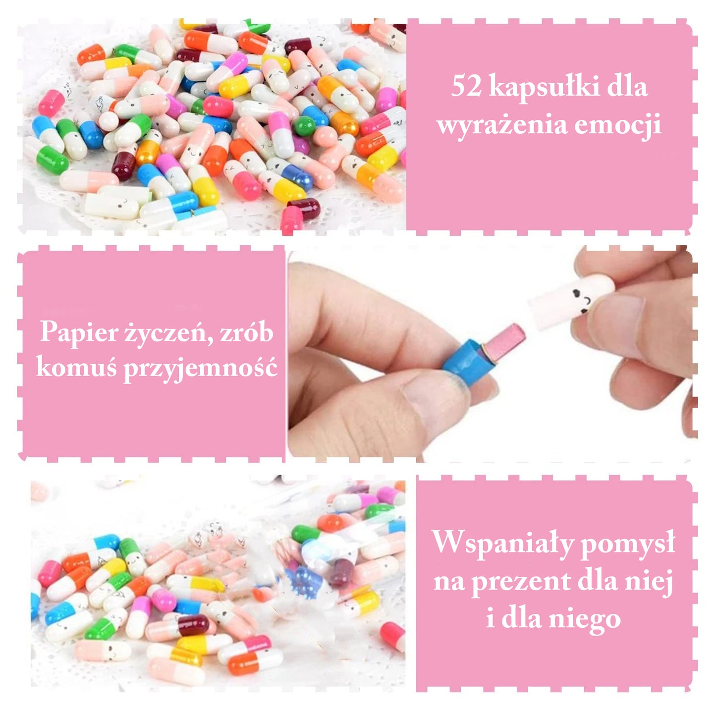 Butelka życzeń DIY – 52 kolorowe kapsułki z listami miłosnymi